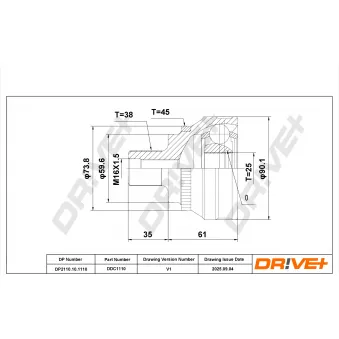 Embout de cardan avant (kit de réparation) Dr!ve+ DP2110.10.1110 pour AUDI A6 2.8 quattro - 193cv