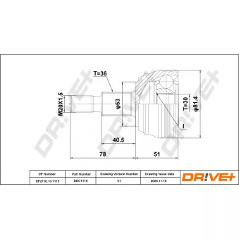 Embout de cardan avant (kit de réparation) Dr!ve+ DP2110.10.1115 pour FORD S-MAX 1.9 TDI 4motion - 90cv
