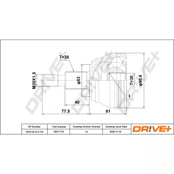 Embout de cardan avant (kit de réparation) Dr!ve+ DP2110.10.1116 pour NISSAN X-TRAIL 1.6 FSI - 110cv