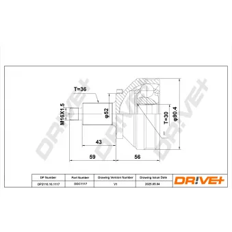 Embout de cardan avant (kit de réparation) Dr!ve+ DP2110.10.1117 pour CADILLAC ESCALADE 1.4 - 75cv