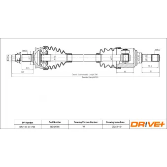 Arbre de transmission Dr!ve+ DP2110.10.1796 pour FIAT PANDA 1.2 - 60cv