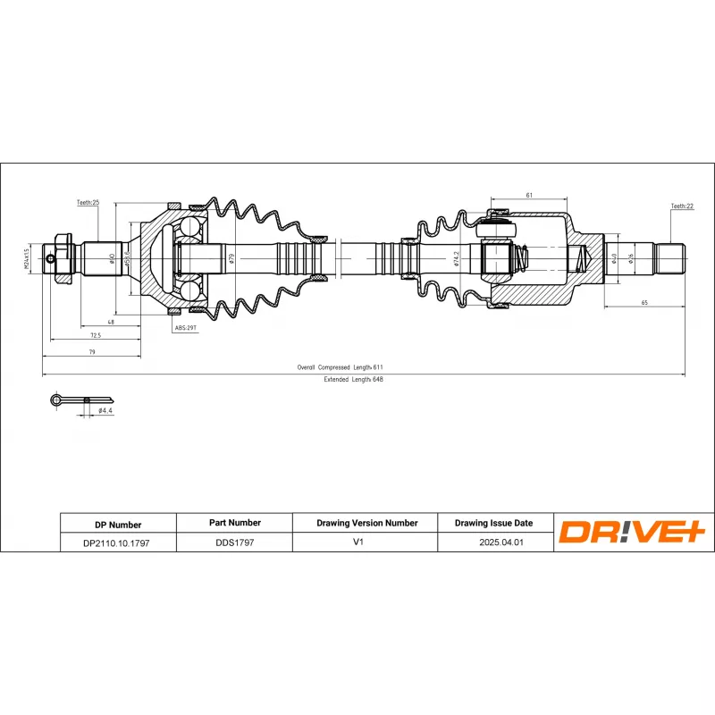 Arbre de transmission Dr!ve+ DP2110.10.1797 - Visuel 1
