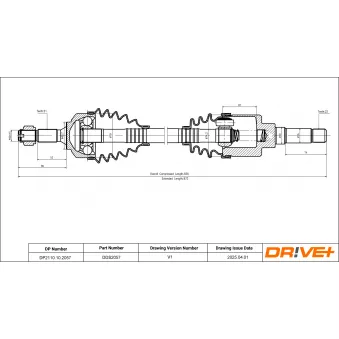 Arbre de transmission Dr!ve+ OEM 9650624180