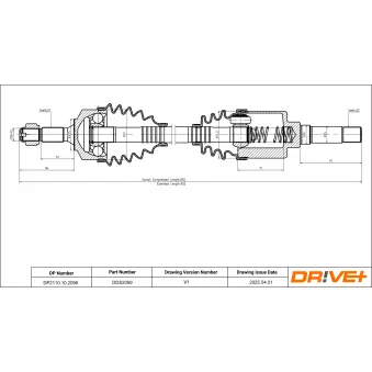 Arbre de transmission Dr!ve+ DP2110.10.2099 pour SUZUKI JIMNY 1.4 HDI 70 - 68cv