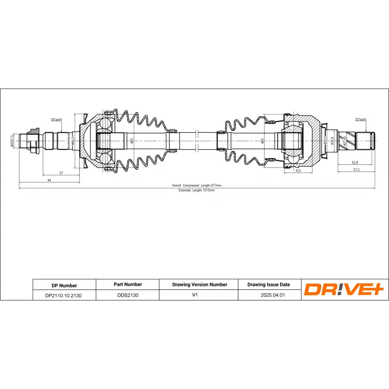 Arbre de transmission avant droit Dr!ve+ DP2110.10.2130 - Visuel 1