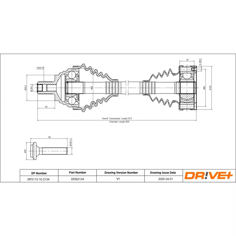 Arbre de transmission Dr!ve+ DP2110.10.2134 - Visuel 1