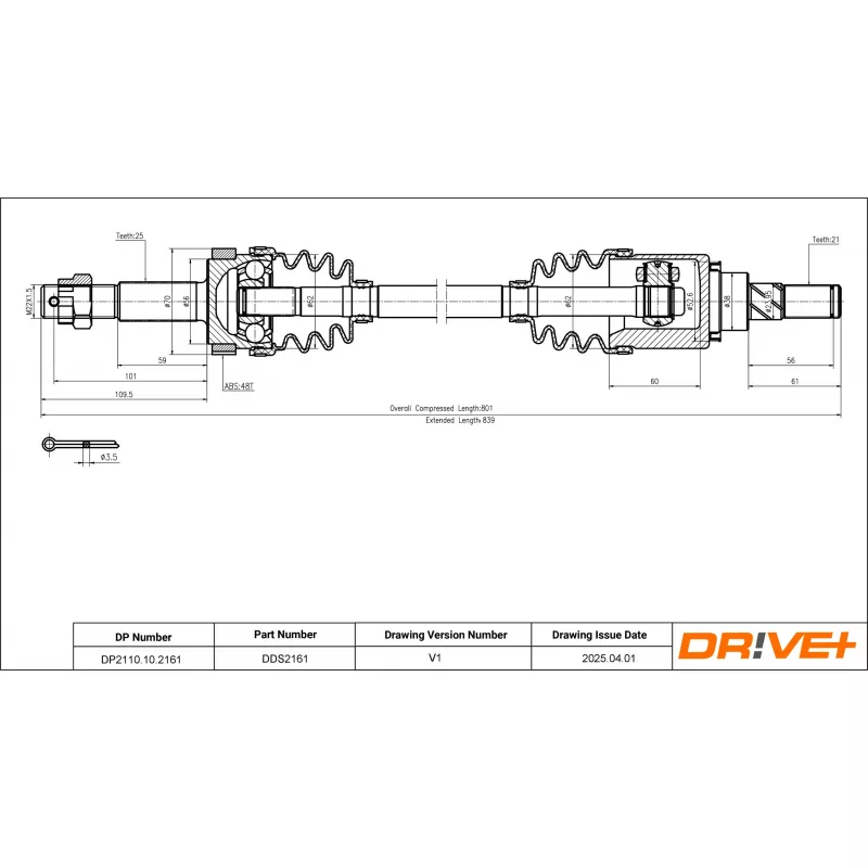 Arbre de transmission Dr!ve+ DP2110.10.2161 - Visuel 1