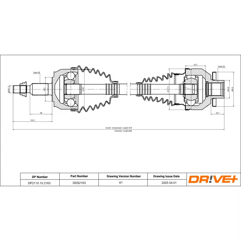Arbre de transmission Dr!ve+ DP2110.10.2163 - Visuel 1