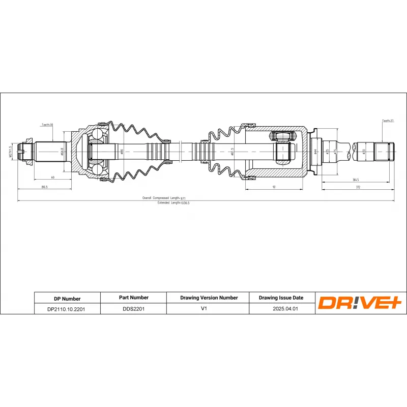 Arbre de transmission Dr!ve+ DP2110.10.2201 - Visuel 1