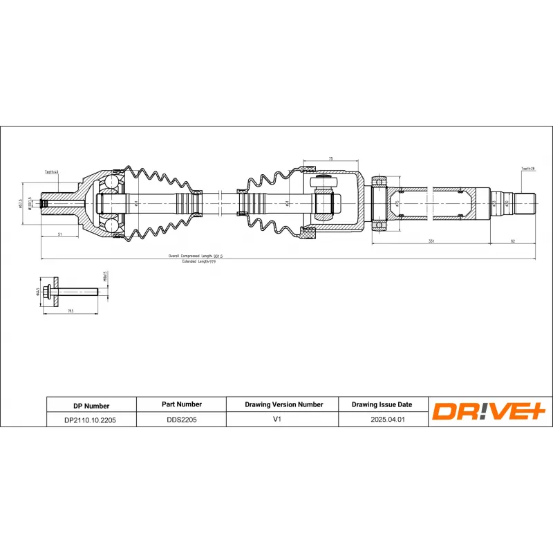 Arbre de transmission Dr!ve+ DP2110.10.2205 - Visuel 1