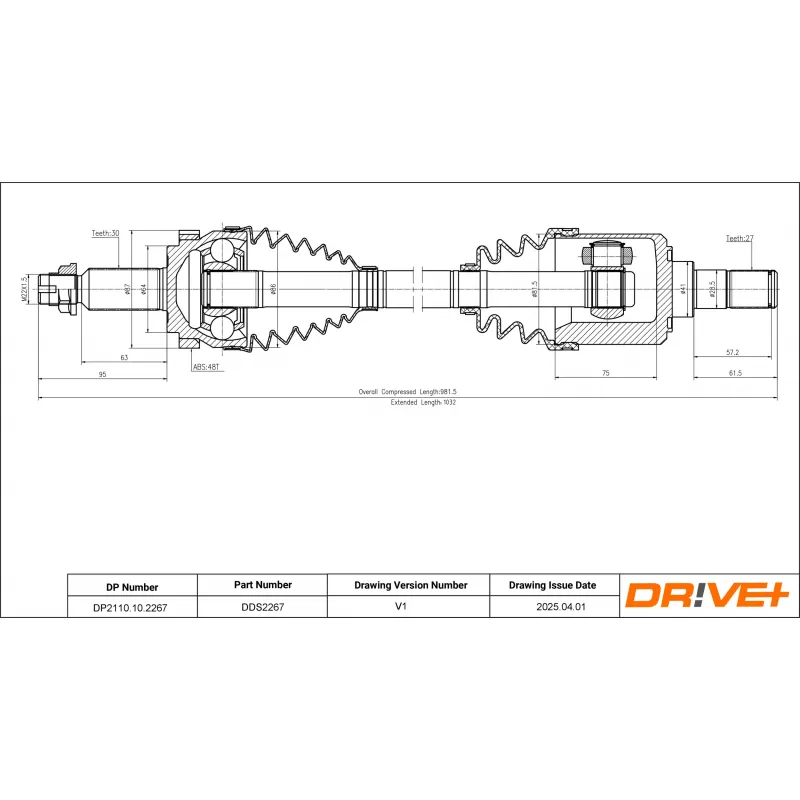 Arbre de transmission Dr!ve+ DP2110.10.2267 - Visuel 1