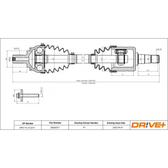 Arbre de transmission Dr!ve+ OEM 31367198