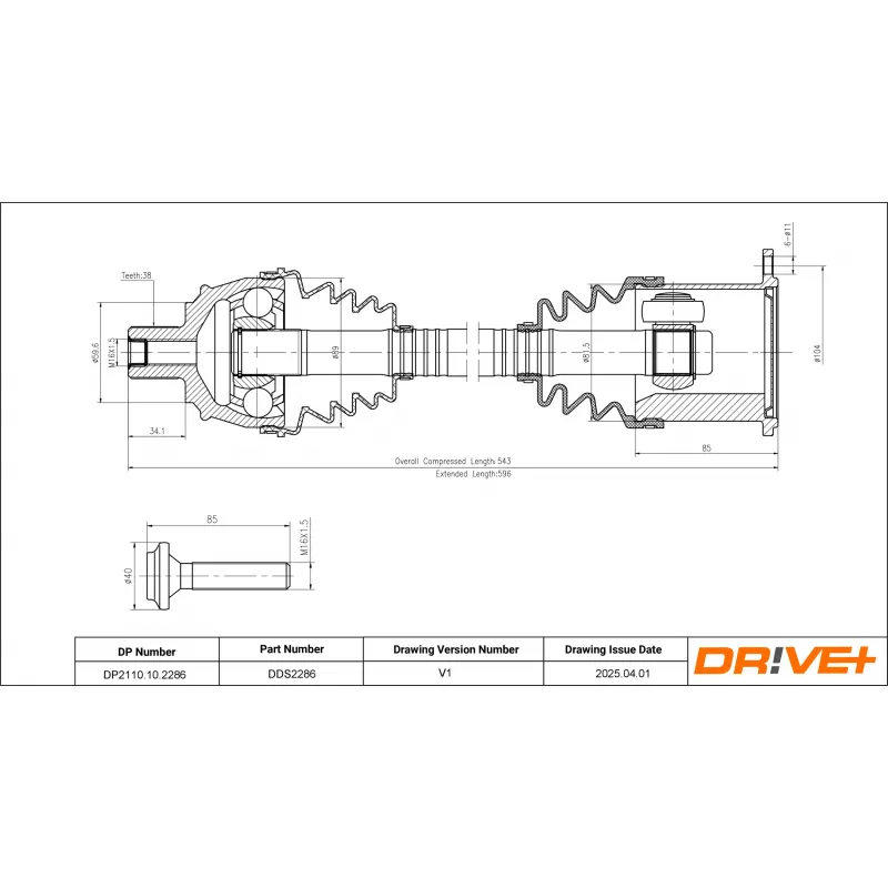 Arbre de transmission Dr!ve+ DP2110.10.2286 - Visuel 1