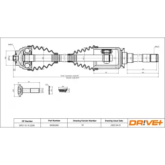 Arbre de transmission Dr!ve+ DP2110.10.2295 pour AUDI Q4 M 135 i xDrive - 326cv
