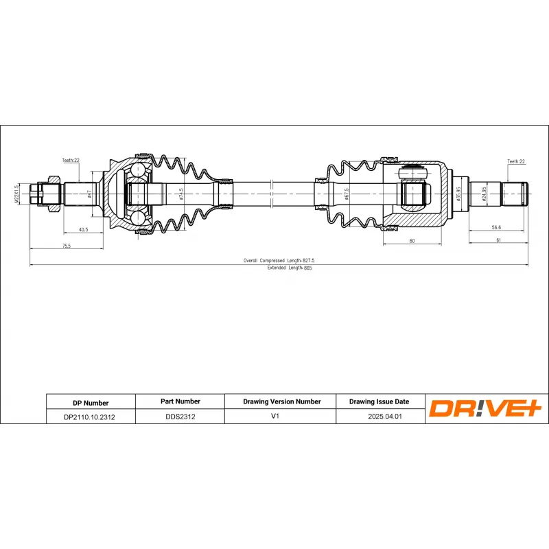 Arbre de transmission Dr!ve+ DP2110.10.2312 - Visuel 1