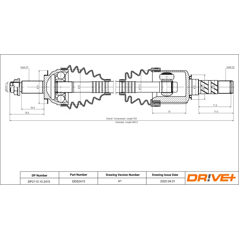 Arbre de transmission Dr!ve+ DP2110.10.2415 - Visuel 1