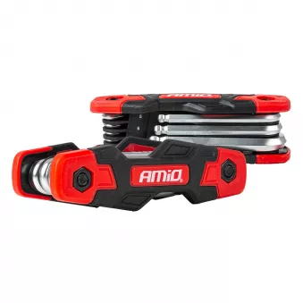 Jeu de clés hexagonales pliables à embout sphérique 8 pièces CR-V AMIO 04788