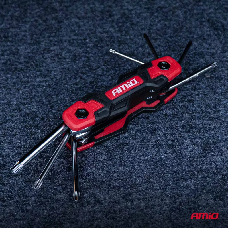 Jeu de clés TORX pliables 8 pièces AMIO 04789 - Visuel 1