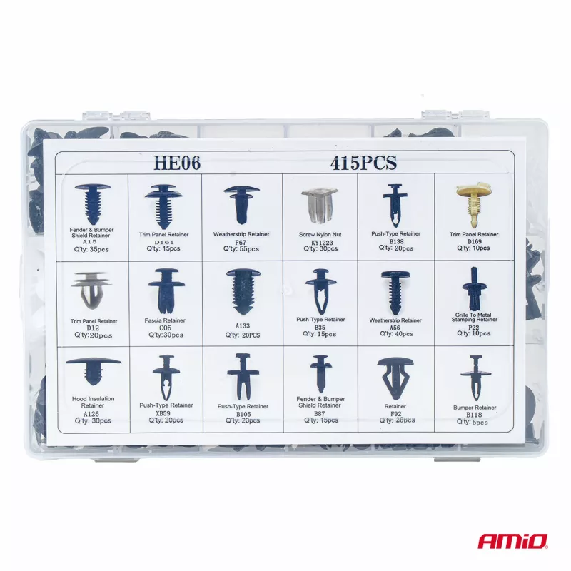 Ensemble de clips de carrosserie de voiture 415 pièces AMIO 04738 - Visuel 2