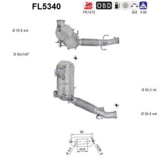 Filtre à particules / à suie, échappement AS OEM 18328583495