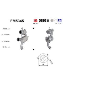 Filtre à particules / à suie, échappement AS OEM 52193976