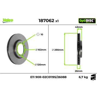 Jeu de 2 disques de frein avant VALEO OEM 5010260603 Jeu de 2 disques de frein avant VALEO OEM 5010260603