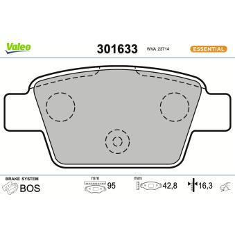 Jeu de 4 plaquettes de frein arrière VALEO OEM 77362768