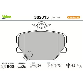 Jeu de 4 plaquettes de frein avant VALEO OEM 0001431V003000000