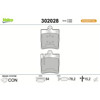 Jeu de 4 plaquettes de frein arrière VALEO OEM A0054201920