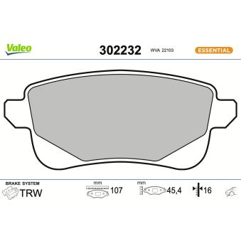 Jeu de 4 plaquettes de frein arrière VALEO OEM 440602652R
