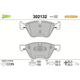 Jeu de 4 plaquettes de frein avant VALEO OEM 34112288857