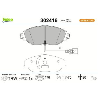 Jeu de 4 plaquettes de frein avant VALEO OEM 7N0698151D