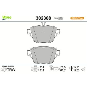 Jeu de 4 plaquettes de frein arrière VALEO OEM 0004207903