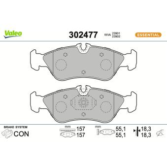 Jeu de 4 plaquettes de frein arrière VALEO 302477 pour ALFA ROMEO ALFASUD 408 CDI - 82cv