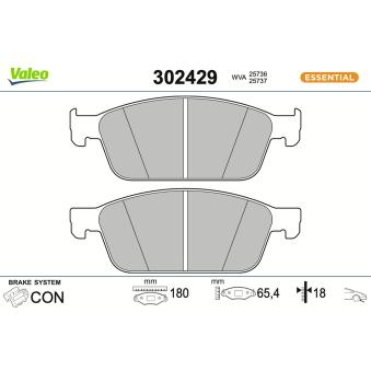 Jeu de 4 plaquettes de frein avant VALEO OEM CV612001CB