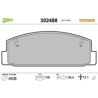 Jeu de 4 plaquettes de frein arrière VALEO OEM GS392623Z