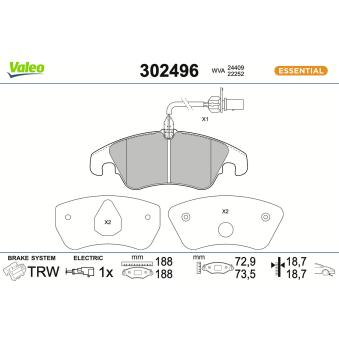 Jeu de 4 plaquettes de frein avant VALEO OEM 4G0698151