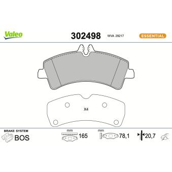 Jeu de 4 plaquettes de frein arrière VALEO OEM 0054207420