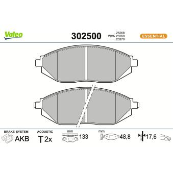 Jeu de 4 plaquettes de frein avant VALEO OEM 42785996