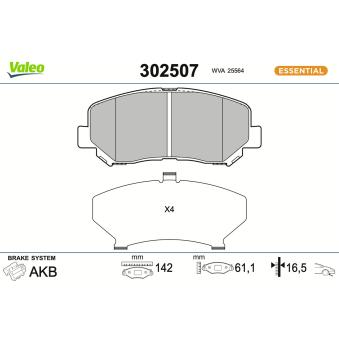 Jeu de 4 plaquettes de frein avant VALEO OEM K0Y13328Z
