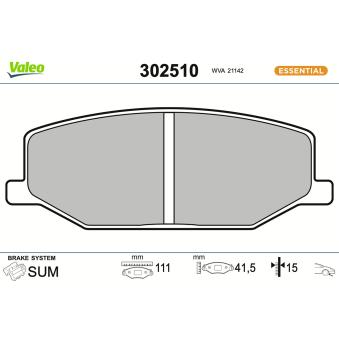 Jeu de 4 plaquettes de frein avant VALEO OEM 5511080020