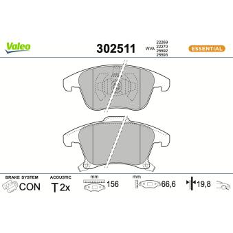 Jeu de 4 plaquettes de frein avant VALEO OEM 1860105