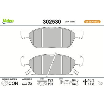 Jeu de 4 plaquettes de frein avant VALEO OEM 2388246