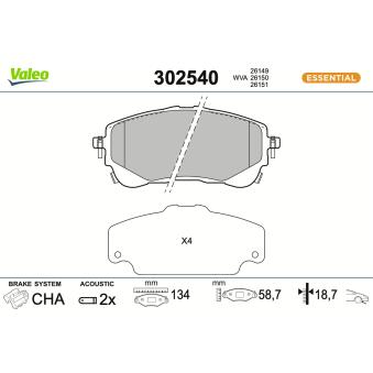 Jeu de 4 plaquettes de frein avant VALEO OEM 0446502471