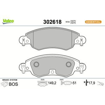 Jeu de 4 plaquettes de frein avant VALEO OEM 425214