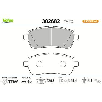 Jeu de 4 plaquettes de frein avant VALEO OEM 04465B1120000