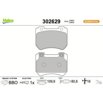 Jeu de 4 plaquettes de frein avant VALEO 302629 pour RENAULT SCENIC 1.8 MPI - 140cv