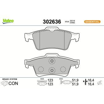 Jeu de 4 plaquettes de frein arrière VALEO OEM 1647875980