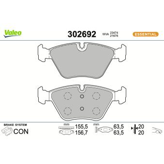 Jeu de 4 plaquettes de frein avant VALEO OEM 34116754705