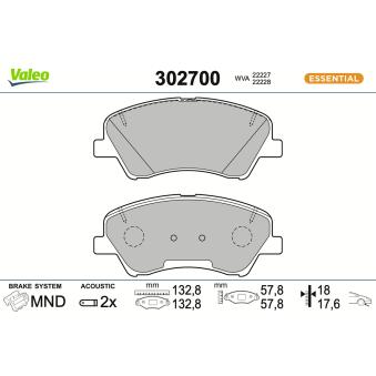 Jeu de 4 plaquettes de frein avant VALEO OEM 58101H8A55